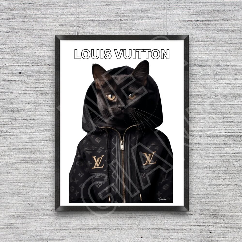 LOUIS VUITTON Black Cat 11 x 17 Print- Louis Vuitton Animal, Artwork, Wall Art